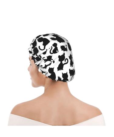 Cats Waterproof Reusable Shower Cap for Women - Double Layered PEVA Lining Hair Cap - Elastic and Colorful Design - Buy Online on GoSupps.com