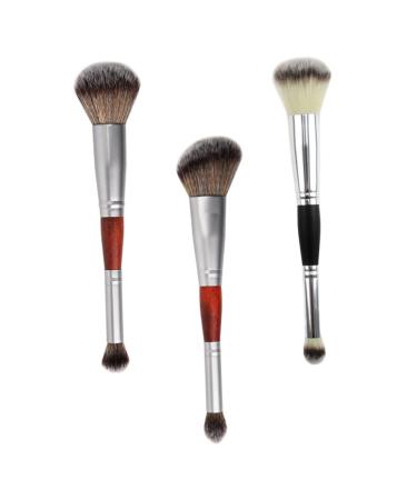 DRESSOOS 3pcs Double-ended Makeup Brush Female Makeup Brush Cosmetic Supplies Make up Kit Artificial Fiber