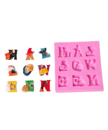 UPKOCH Halloween Letter Chocolate Mold DIY Cake Baking Molds Silicone Baking Mold Halloween Cake Mold Halloween Chocolate Mold DIY Fondant Baking Mold Baking Mold Silicone Pumpkin Set Size 1 Pink