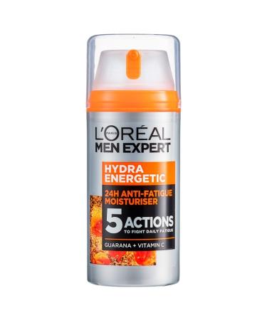L'Oreal Paris Men Expert Anti-Fatigue Moisturiser Hydra Energetic Men's Moisturiser With Vitamin C* Helps Fight Of Appearance of Dark Circles And Intensively Hydrates Skin 100ml 100 ml (Pack of 1)