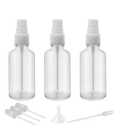 2oz Clear Glass Spray Bottles for Essential Oils, Small Spray Bottle with Plastic Sprayer - Set of 3 White Clear