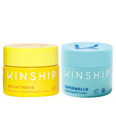 Kinship Moisturize + Brighten Bundle - Includes Supermello Hyaluronic Gel Cream Face Moisturizer + Brightwave Vitamin C Brightening Eye Cream - 2-Piece Set