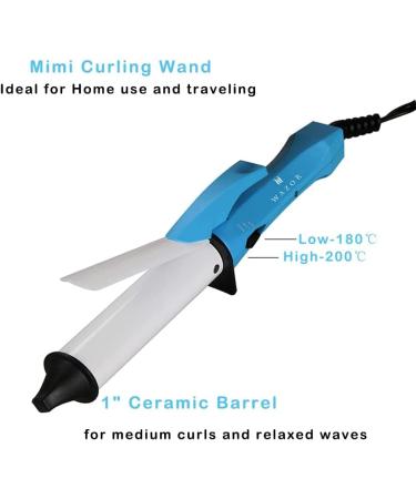 Wazor Ceramic Mini Curling Wand for Short Hair & Touch Ups Small Portable Curling Iron for Travel Heat-up Fast Hair Curler Auto Shut Off 1 Inch Beautiful Box for Gift Giving - Buy Online on GoSupps.com
