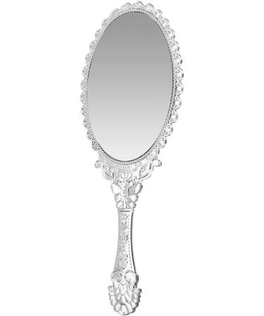 Bluelover Vintage Repousse Oval Makeup Floral Mirror - Silver Hand Held Cosmetic Mirror - Buy Online on GoSupps.com