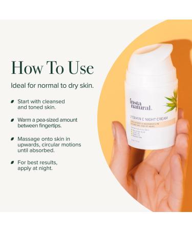 InstaNatural Vitamin C Night Cream 1.7 oz - Brightening & Hydrating Anti-Aging Skincare - Buy Online on GoSupps.com