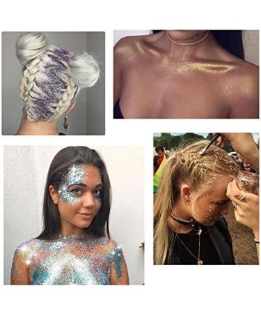 5 Set Holographic Chunky Glitter Nail Sequins for Body, Face, Hair - Gold & Silver Shades - Buy Online on GoSupps.com