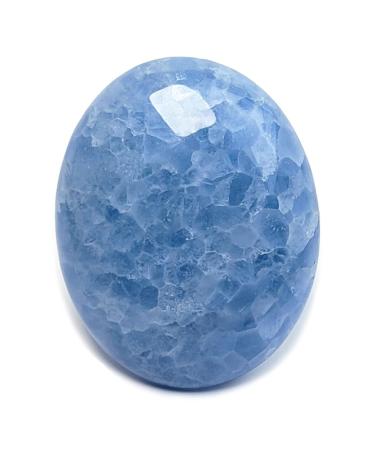 Eusice-Blue Calcit natural stone healing stone relaxation and anti-stress 100% manual work & handmade ethical & high-quality blue calcite for wellness meditation yoga and collect 60g-80g blue calcit