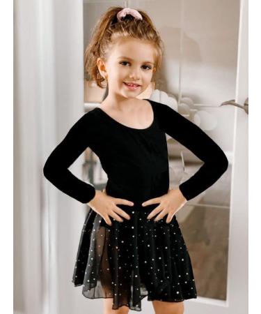 Y-Childheart Girls Shiny Tank Ballet Leotard with Skirt | Butterfly Criss-Cross Back Dance Dress | Black | Long Sleeve | 6-7 Years - Buy Online on GoSupps.com