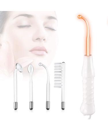 High Frequency Facial Wand Machine FAZJEUNE 4 in 1 Portable Frequency Face Massager Face Care Skin Tightening Machine Set Acne Spot Treatment Kit Reducing Puffy Eyes Wrinkles Dark Circles Freckle