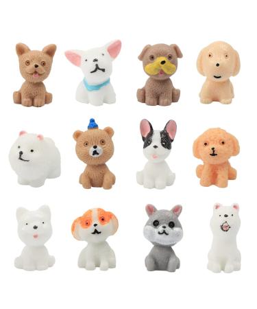 Comimark 12 pc Adorable Cartoon Dog Ornaments - Perfect for DIY Decorations & Cupcake Toppers!
