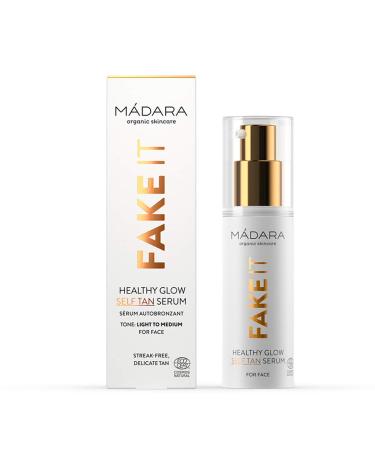 M dara Organic Skincare |Fake it healthy glow self tan serum 30ml with raspberry seed oil shea butter multimolecular hyaluronic acid and vitamin E vegan ecocert certified - Buy Online on GoSupps.com