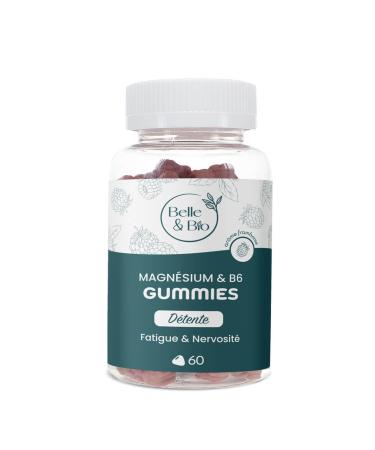 Belle&Bio - Gummies Magn sium & Vitamine B6 - S r nit int rieure & nergie retrouv e - Compl ments Alimentaires - Made in France - Magn sium Vitamine B6 - Cure 1 mois - 60 Gummies