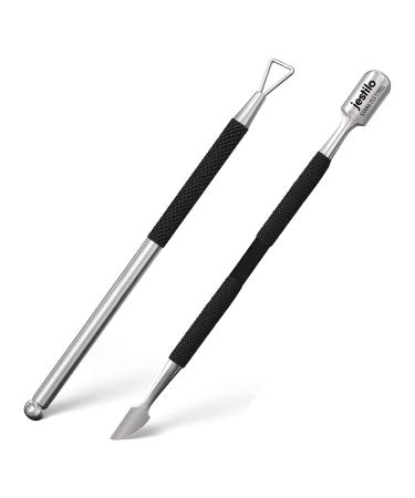 Jestilo Stainless Steel Cuticle Pusher and UV Gel Nail Polish Remover Pack of 2 Cuticle Remover & Trimmer | Nail Art Tools Scraper and Cleaner (Black) - Buy Online on GoSupps.com