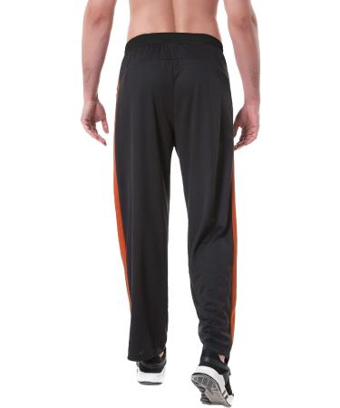 Men's Lightweight Orange Sweatpants with Zipper Pockets - Large Size for Workout, Jogging, Gym, Running | Open Bottom Training Pants - Buy Online on GoSupps.com