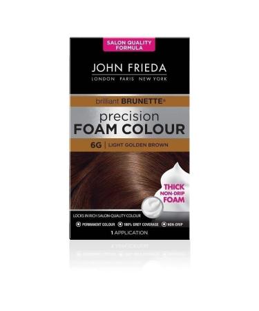 John Frieda Precision Foam Colour 6G Salon-Finish Light Golden Brown Hair Dye Permanent Light Golden Brown Hair Colour 100% Grey Coverage Light Golden Brown 1 count (Pack of 1)