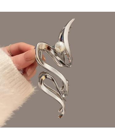 Wave Metal Hair Claw Clip - Large Silver Hair Accessory for Thick Hair - Women's Hair Clip Barrette - 1pc - Buy Online on GoSupps.com