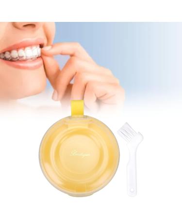 Orthodontic Retainer Case with Cleaning Brush - Yellow Mouthpiece Holder for Adults & Kids - Perfect for School Travel & Home - 8cm Diameter - Buy Online on GoSupps.com