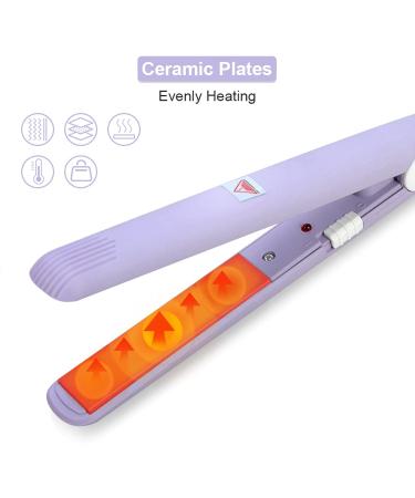 Mini Hair Straightener & Curling Iron - 2 in 1 Ceramic Flat Iron for All Hair Types - Tourmaline & Titanium Heating Plate (Purple - Buy Online on GoSupps.com