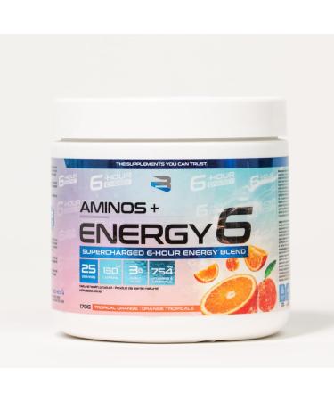 Amino+Energy6-6-Hour Energy Supplement with Amino Acids Vitamins Minerals and Stimulants - Boost Focus and Energy - (Tropical Orange) - Buy Online on GoSupps.com