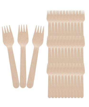 50 Count Disposable Wooden Cutlery Compostable Cutlery Set Utensils Set - 50 Count Wooden Forks Disposable Utensils Compostable Silverware Eco Friendly Forks for-Parties 16cm/6.3in Wooden Fork X 50