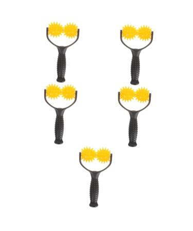 Clispeed 5 piece of scooter Useful face massage device Point and assistant neck yoga tools practical stretch tissue handheld hand health calf body muscles stick 20x11cmx5pcs gelbx5stk