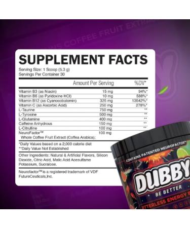 Dubby Gamer Energy Drink Powder - Sugar Free Jitter-Free Nootropics Watermelon Guava Lime Flavor - 30 Servings - International Shipping - Buy Online on GoSupps.com