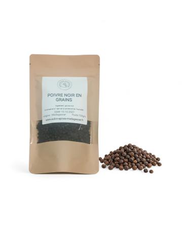 Poivre Noir en Grains - 100 grs - Madagascar - Grains Entiers Naturels Premium - Ar me Intense pour Cuisine et Assaisonnement
