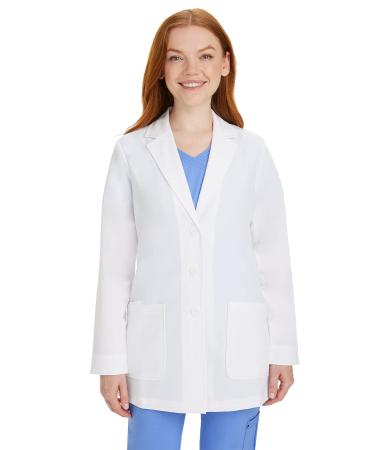 Healing Hands Lab Coat Women 3 Pocket Full Sleeve Mid-Length 5053 Faith The White Coat Minimalist Collection XX-Small White