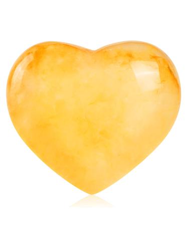 Artistone Citrine Crystal Heart Shape Worry Stone Hand Carved Pocket Gem Heart Stone Chakra Reiki Balancing for Yoga Collection Mental Healing Meditation Decor
