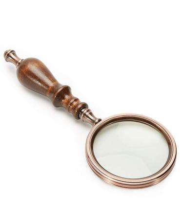 Glass 10 Times High-Grade Retro Wooden Handle Portable Children Students Elderly Reading Recognition Maintenance Elderly Glass HD Lens 90MM Good Times