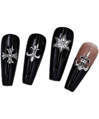 DIY Handmade Nail 49PCS Vintage Punk Alloy 3D Cross Nail Art Decorative Accessories for Girl Women (Silver) - Buy Online on GoSupps.com