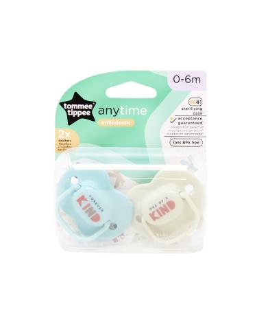Tommee Tippee Anytime Orthodontic Pacifiers for 0-6 Months Assorted Designs Pack of 2 | International Shipping Available - Buy Online on GoSupps.com