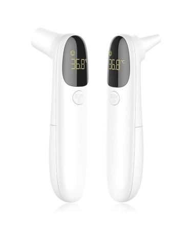Photon Digital infrared thermometer contactless forehead & ear thermometer for babies children and adults 4 in 1-body object room ear 1 sec reading memory and fever alarm Advance-White