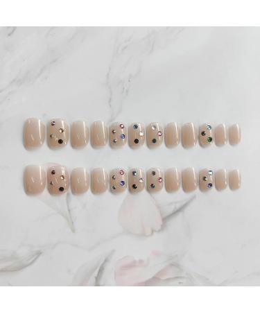 MENILITHS 24Pcs/Set Press On Nails Short Colorful Sparkling Diamond False Nails Acrylic Fake Nails Full Cover Nails Tips Artificial Finger Manicure Press on nails for Women and Girls - Buy Online on GoSupps.com