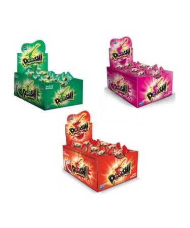 POOSH! Chewing Gum - Bubble Gum Strawberry | Tutti Frutti | Mint | Flavor Filling (3 x Pack of 40) - Buy Online on GoSupps.com