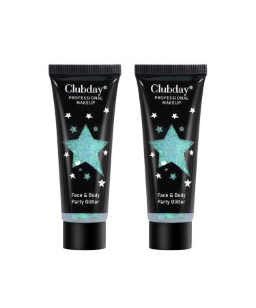 2 Pack Glitter Gel Sequin Chunky Glitter Face Hair Nail Lip Shimmer Glitter Gel Eyeshadow Liquid Eye Shadow Lasting Sparkling Lotion Glitter for Festival Birthday Makeup Party Type 3