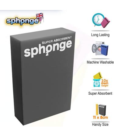 SPH2ONGE Super Absorbent Grey Block Sponge - Fast Drying & Ultra Absorbent - Buy Online on GoSupps.com