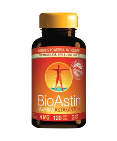 Nutrex Hawaii BioAstin Hawaiian Astaxanthin 4 mg 120 Softgels Laboratory Tested Vitamin E Gluten-Free Soya-Free Non-GMO