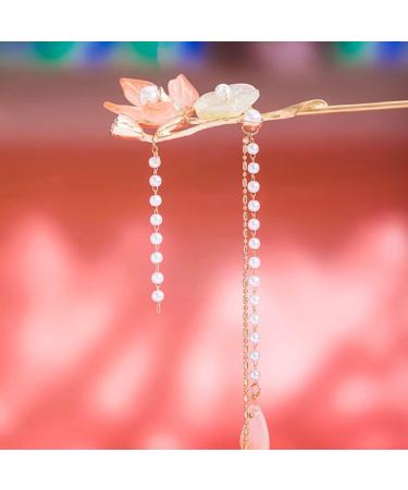 Rabithenn Camellia Flower Pearl Tassels Chinese Hanfu and Style Hair Retro Flower with Metal Handmade Hair Clip Hair Accessories for Women Girls Long Hair (lotus seedpod) - Buy Online on GoSupps.com