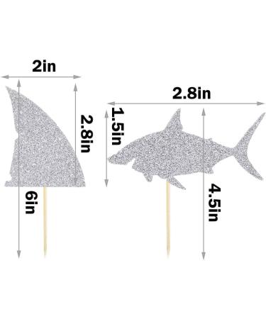 Shark Cupcake Toppers Silver Glitter Shark Fin Cake Toppers Ocean Animals Theme Cake Decor Shark Family Baby Shower Birthday Party Cake Decorations (Set of 24) - Buy Online on GoSupps.com