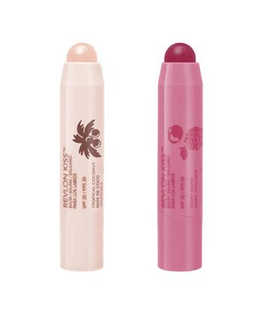 Revlon Kiss Lip Balm Duo: Tropical Coconut & Berry Burst - .09oz Each - Buy Online on GoSupps.com