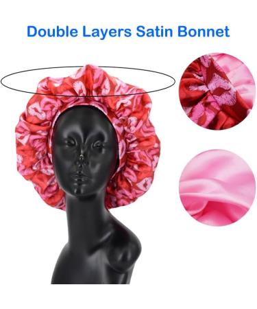Jhywell XL Satin Bonnet - Double Layer Sleeping Cap with Pink Lining | Soft Rubber Band for Women's Curly Hair | Premium Quality Design - Buy Online on GoSupps.com