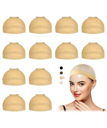 Dreamlover Beige Stocking Wig Caps for Women, 12 Pieces