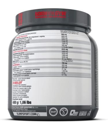 Olimp R-Weiler Pre Workout Booster Powder 480g | Sugar-Free Energy Drink with Vitamin B Caffeine & Beta-Alanine - Red Punch Flavor - Buy Online on GoSupps.com