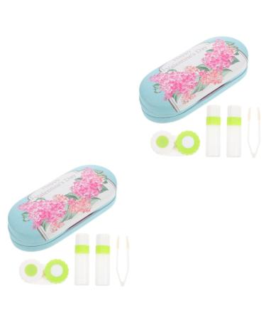 SOLUSTRE Tweezers 2 Sets Double Layer Glasses Case Eyeglass Frame Made of Children's Leather Pu Glass Container
