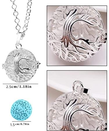 Tree of Life Aroma Diffuser Necklace - Silver-Plated Aromatherapy Pendant with Lava Stones | Perfect Gift for Mother Mother-in-Law Girlfriend - Buy Online on GoSupps.com