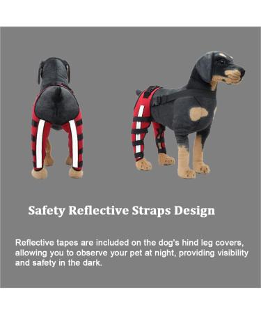 Dog Knee Brace Dog Double Rear Leg Brace with Metal Hinged Flexible Support and Reflective Seat Belts Dog Acl Brace Hind Leg|Red (S) - Buy Online on GoSupps.com