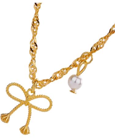 Oralgo Exquisite Hollow Bowknot Adjustable Necklace | Statement Trailer Necklace in Gold for Special Occasions - Buy Online on GoSupps.com