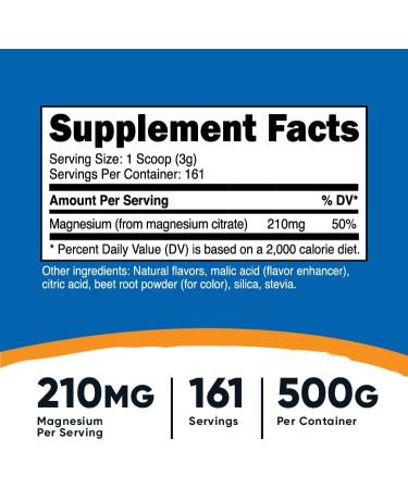 Nutricost Magnesium Citrate Powder Fruit Punch 500g - High-Quality Supplement - Buy Online on GoSupps.com