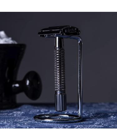 Premium Chrome Plated Razor Holder & Shaving Brush Set for Men - Portable & Practical Shaving Base 5x9cm - Buy Online on GoSupps.com